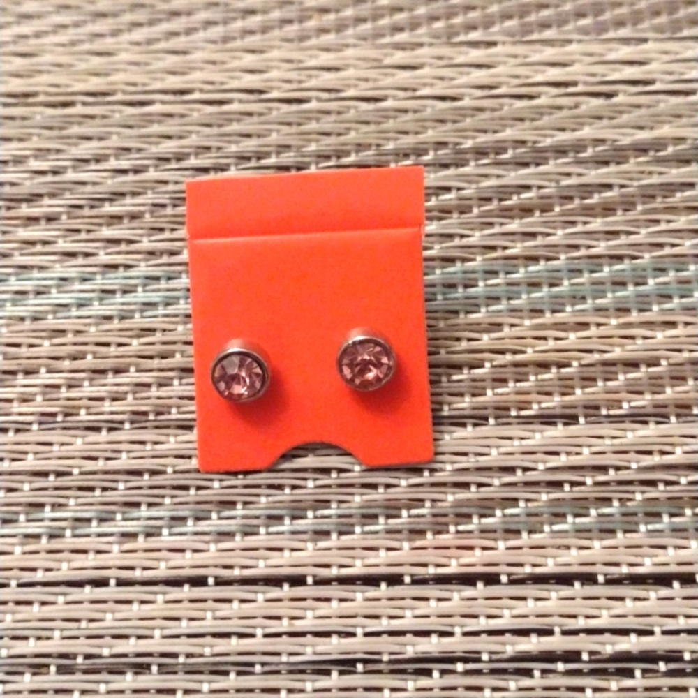 Pink Faux Diamond Stud Earrings